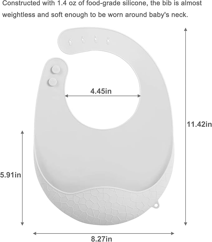 PandaEar 3 Pack Super Light Silicone Baby Bib for Boys Girls| Waterproof Baby Bibs with Pocket Food Catcher, Soft Adjustable Silicone Feeding Bibs