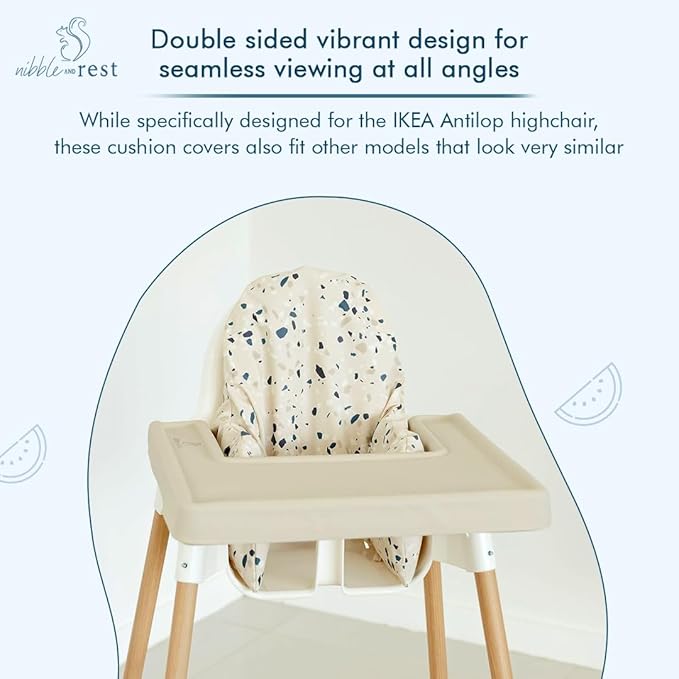 Nibble and Rest Highchair Cushion Cover for Inflatable Cushion, Compatible for IKEA Antilop Highchair,Accessories Stain-Proof and Wipeable Cover (Cushion NOT Included)(Earthyterrazzo)