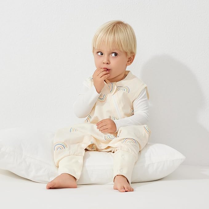 Duomiaomiao 2 Pack 0.5 TOG Toddler Sleep Sack 12-24 Months 100% Cotton Lightweight Baby Sleep Sack with Feet, Breathable Comfy Toddler Wearable Blanket