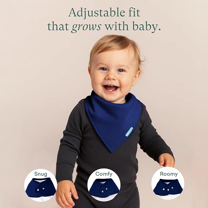 PurComfy SuperSoft Baby Bibs, Premium Bamboo Bandana Drool Bibs for Infant Boys & Girls, Adjustable Snap Bibs, 6-Pack