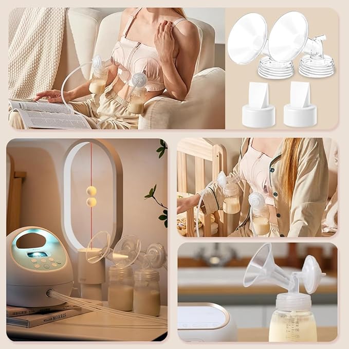 4pack Breast Pump Parts, 2pcs 21mm Flange and 2pcs Duckbill Valves for Spectra/Motif Luna/Amada MYA Breast pumps Parts, for Spectra S2 S1 9 Plus Parts, Replace to Spectra Flange Spectra Duckbill Valve