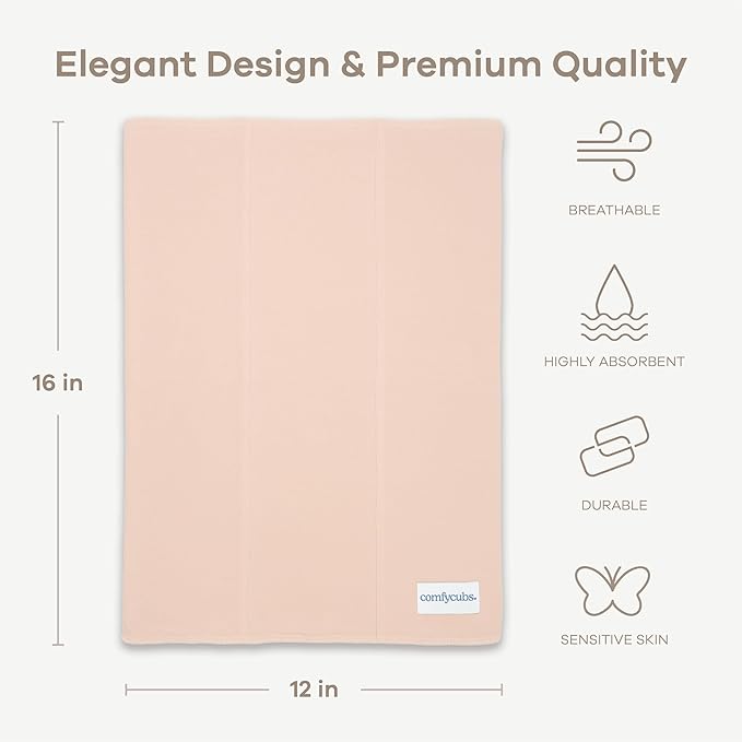 Comfy Cubs Baby Burp Cloths Set (Pack of 6) - Large, 6-Layer, Ultra Absorbent 100% Cotton for Infant Spit-Up, Drool, and Messes - Soft, Gentle, Thoughtful New Born Baby Gifts, Blush