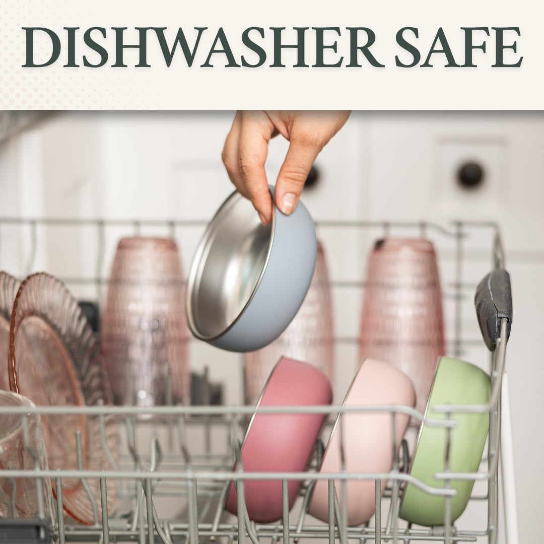 Monkey Proof™ Non-Toxic Stainless Steel Child Bowl 5” with Non-Slip Silicone Shell, Multi-color, (Set of 4 bowls) Unbreakable, Mess Free Feeding for Babies, Toddlers, Kids, BPA free