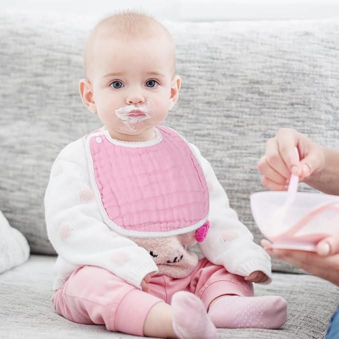 Loopeer 10 Pcs Snap Muslin Bibs soft Baby Bibs for Boy Girl Infants Newborns for Teething Drooling(Colorful)