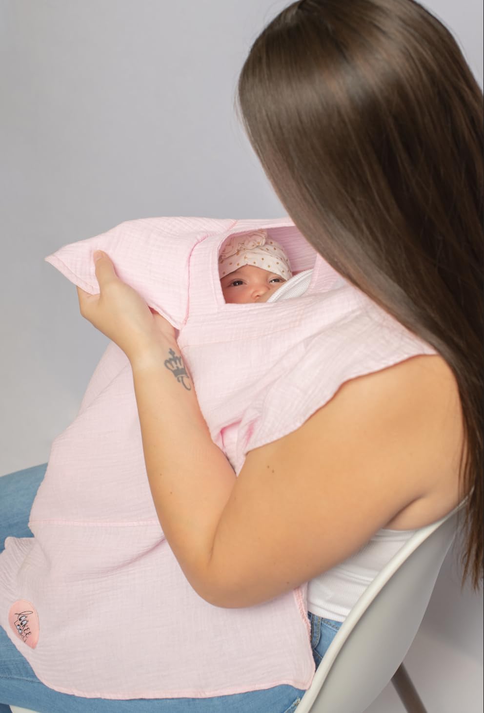 Muslin Nursing Cover for Baby Breastfeeding –Peekaboo Window -100% Breathable Cotton Privacy Nursing Shawl - Multiuse Apron for Moms