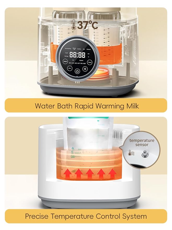 Bottle Sterilizer and Dryer, with Breastmilk Warmer, Large Capacity Baby Bottle Steam Sterilizer and Dryer for Baby Bottles, Pacifiers, Pump Parts, Touch Screen & Auto-Off, Premium Quality (Cream)