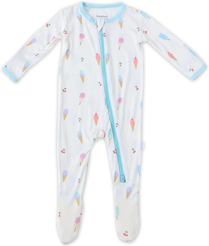 Bamboo Little Soft Baby Footie Pajamas, Baby Clothes, Newborn Sleepers, 95% Viscose and 5% Spandex, 0-24 Months