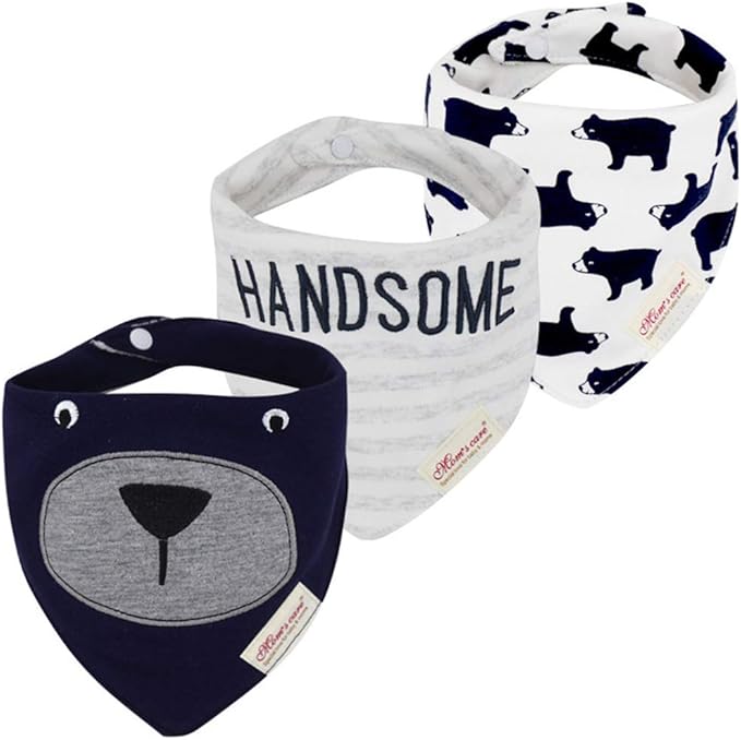 JN&LULU 3 Pack Newborn Baby Bibs Bandana Drool Bibs for Drooling Cotton Baby Gifts