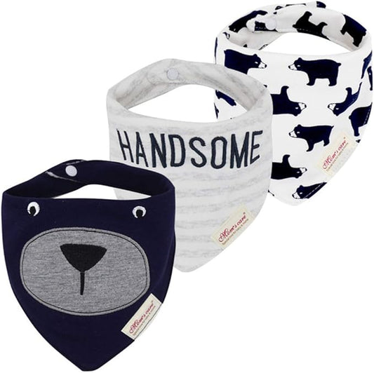 JN&LULU 3 Pack Newborn Baby Bibs Bandana Drool Bibs for Drooling Cotton Baby Gifts