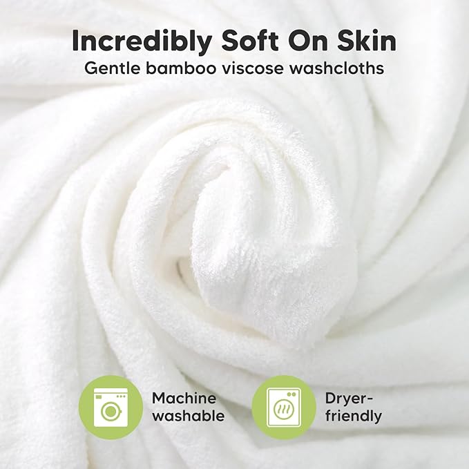 6-Pack Baby Washcloths - Soft Absorbent Viscose from Bamboo Wash Cloths for Babies, Kids, Toddlers, Infant, Newborn Bath Towels, Gentle on Sensitive Skin, 10x10 Reusable Face Towels (Sky)