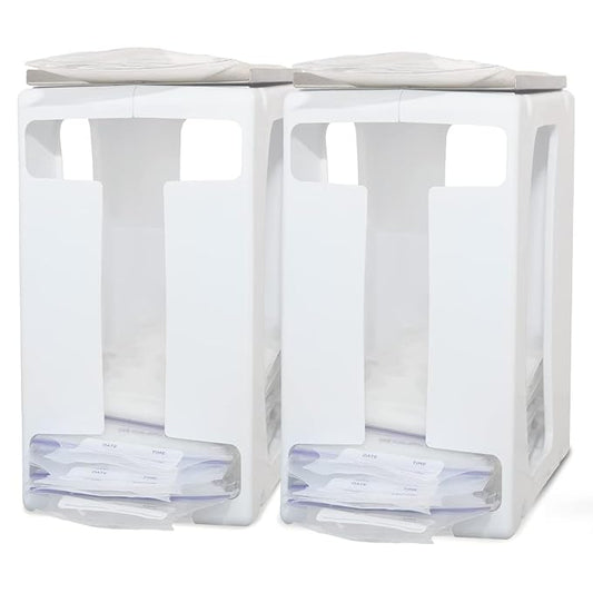 Nurse & Nourish 2 Pack Breast Milk Storage Tower - Convenient Storage for Milk Freezer Bags - Efficiently Store in Freezer Organizer Tower Breast Storing Containers for Up to 120oz