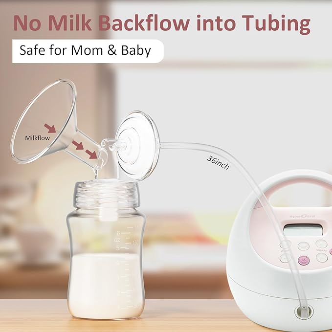 Pump Parts Compatible with Spectra S1/S2/9 Plus Breastpump, 4 Set Replacement Parts for Spectra Include 26mm Flange,Duckbill Valve,Backflow Protector,Tube,Bottle, Not Original Accessories