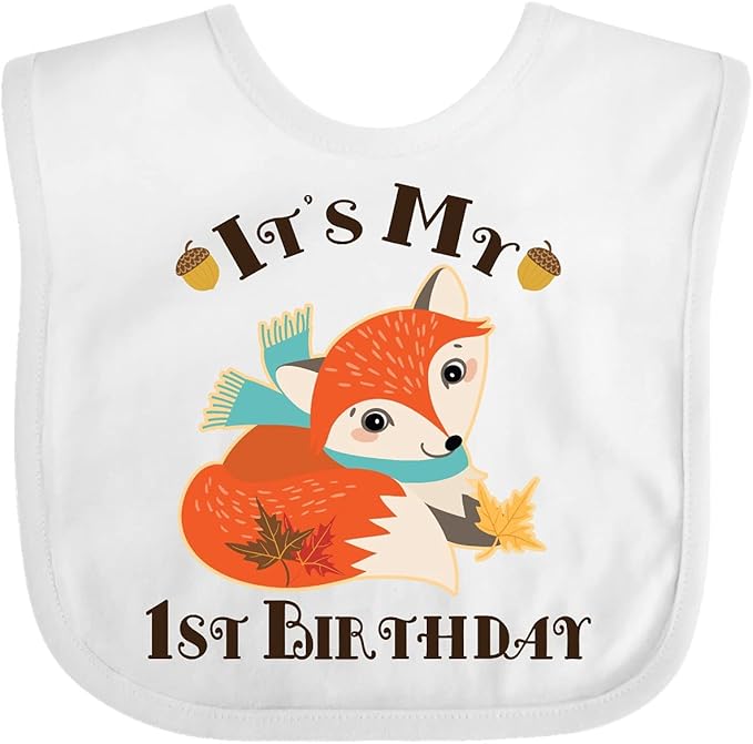 inktastic 1st Birthday Woodland Fox Baby Bib