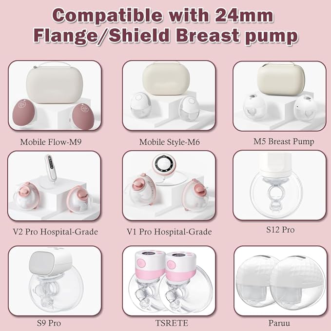 Flange Insert 15/17/19mm 6pcs Compatible with Momcozy M5/M9/M6/S12 Pro/V1 Pro/V2 Pro,for Spectra/Medela/MomMed/eufy/Lansinoh/Elvie Breast Pump, Fit for 24mm Flange/Shield of Most Pumps,