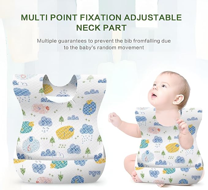 30/60pcs Baby Disposable Bibs-Individually Packaged,Soft, Leak Proof and Convenient, disposable bibs for toddlers