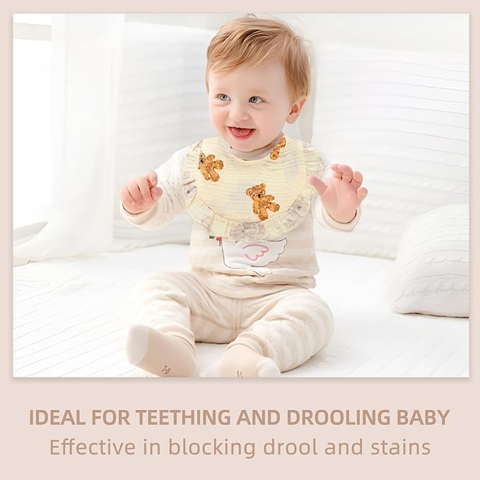 Muslin Baby Bibs for Baby Girls, Muslin Bibs Drool Bandana Bibs (Print white)