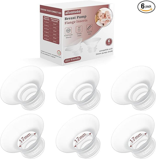 Flange Sizing Kit 6PCS 21mm for 24mm Flange/Shield of Pumps, Flange Inserts 21mm Compatible with Momcozy M5/M6/S12 Pro/S9 Pro/V1 Pro, Spectra/eufy/Medela/TSRETE Breast Pump Replacement Parts, 6pc-21mm