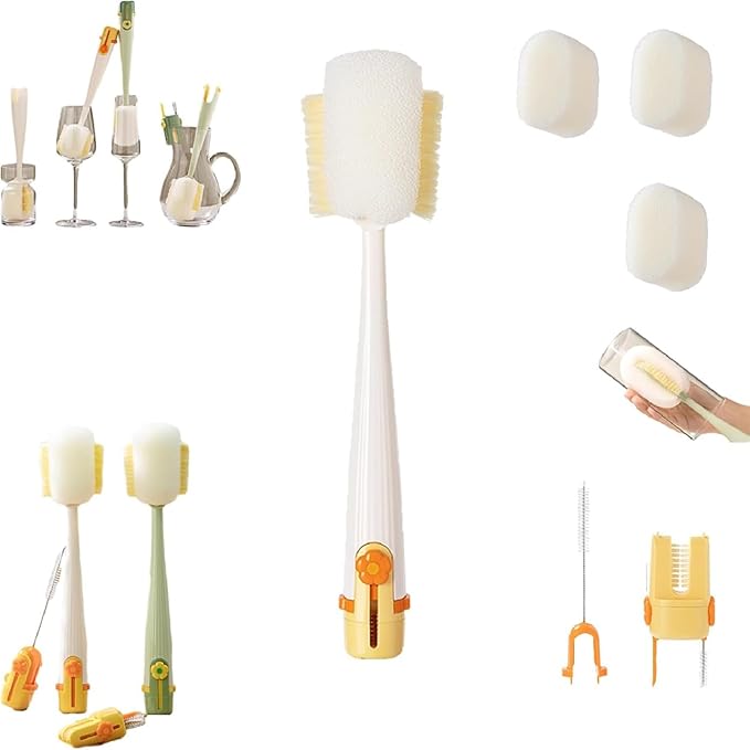 5 in 1 Bottle Cleaning Brush Set, 5‑in‑1 Multifunctional Bottle Cleaning Brush Set, Straw Cleaner Brush for Baby Bottles, Multifunctional Detachable Water Bottle Brush (1PCS White)