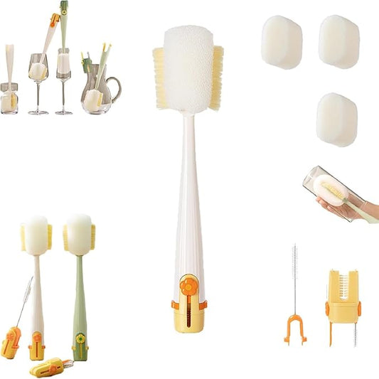 5 in 1 Bottle Cleaning Brush Set, 5‑in‑1 Multifunctional Bottle Cleaning Brush Set, Straw Cleaner Brush for Baby Bottles, Multifunctional Detachable Water Bottle Brush (1PCS White)