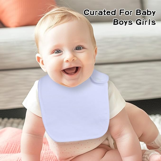 8 Pack Baby Bibs Unisex Adjustable with Snaps Ultra Soft Absorbent Drooling Teething for Boys and Girls