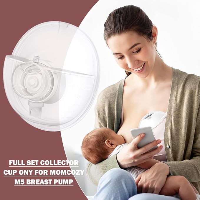 2 Full Set Collector Cup Compatible with Momcozy M5,Only for M5 Breast Pump Replacement Accessories with 24mm Flange, Collector Cup, Duckbill Valve, Diaphragm