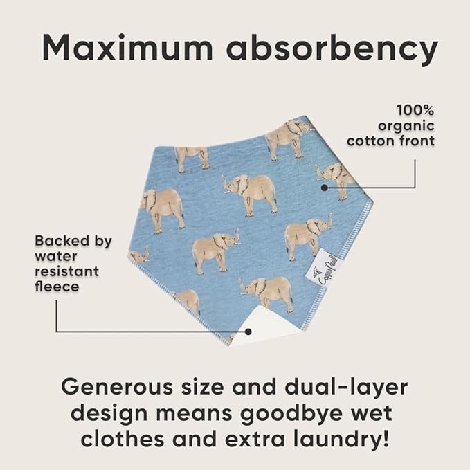 Copper Pearl 4 Pack Soft Cotton Baby Bibs for Drooling and Teething, Absorbent Drool Bibs for Baby Girl and Boy, Adjustable to Fit Newborns to Toddlers, Tons of Styles (Peanut)