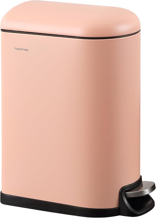 happimess HPM1009G Roland Mini 2.6-Gallon Step-Open Trash Can, Flamingo Pink,with Soft-Close Lid, Fingerprint Resistant, Modern, Minimalistic for Home, Kitchen, Office, Bedroom, Bathroom