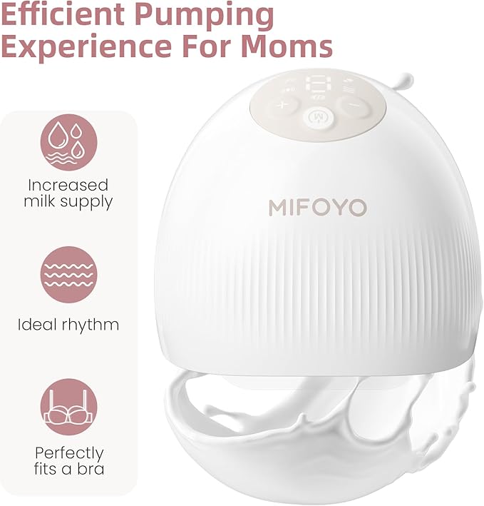 Breast Pump, Wearable Breastfeeding Pump, Electric Breast Pumping, Hands Free Breast Pump with 4 Modes & 9 Levels - Portable Milk Pump, Smart Display for Moms, 24mm 1 Pack