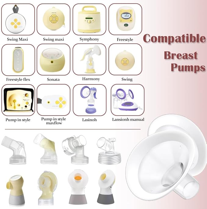 2pcs 27mm Soft Rim Flanges with 106 Degree Wider Opening Angle for Medela Breast Pump, PersonalFit, Freestyle, Maxflow, Freestyle Flex Swing Maxi Connector