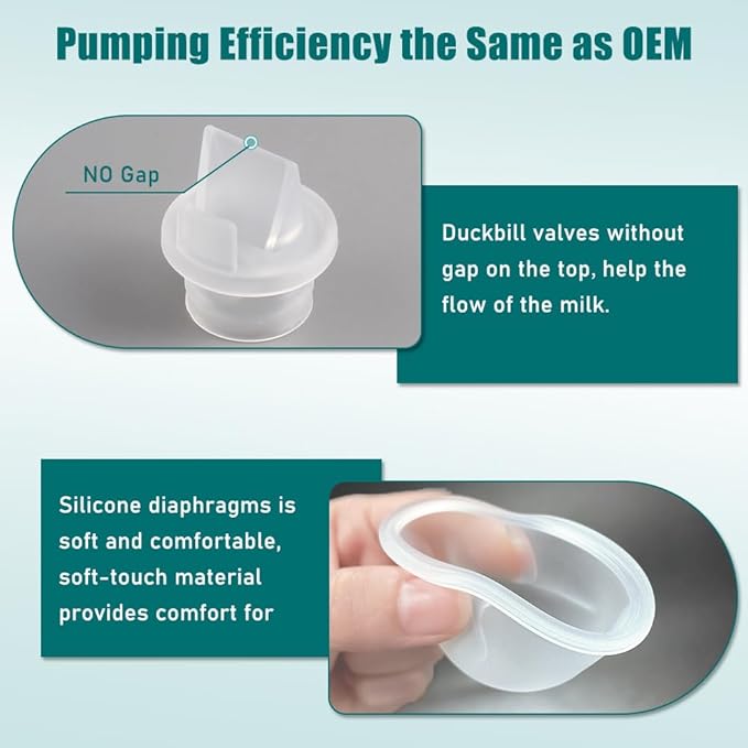 6pcs Duckbill Valves and 4pcs Silicone Diaphragm Compatible with Zomee Z1/Z2/BabyBuddha/NCVI 8782/8780/Motif Twist Breast Pump Replacement Pump Accessories