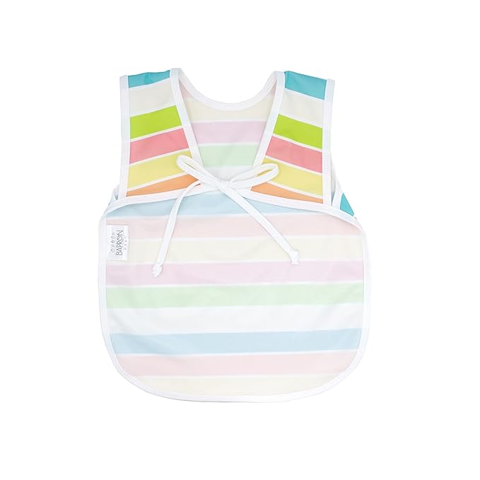 BapronBaby Rainbow Stripes Bapron - No Neck Tie Safer Bib for Baby & Toddler - Soft Waterproof Stain Resistant - Machine Washable - Sz Baby/Toddler 6m-3T