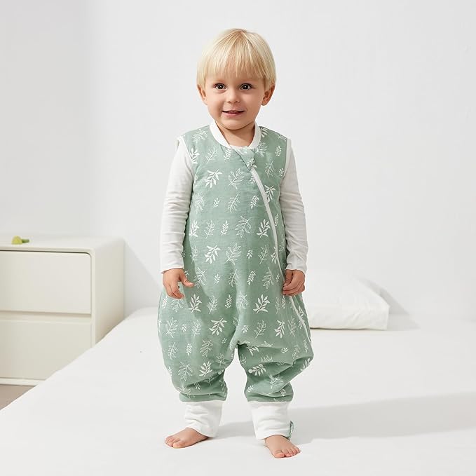 Duomiaomiao 2.5 TOG Toddler Sleep Sack 36-48 Months 100% Cotton Winter Side Open Zipper Baby Sleep Sack with Feet, Warm Toddler Wearable Blanket