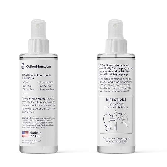 Pumping Spray 2 Fl Oz | Organic Skin Lubricant for Breast Pumping | Pump Flange Spray for Breast Shields | Vegan & Lanolin Free, Made in USA | Helps Sore Nipples & Clogged Milk Ducts