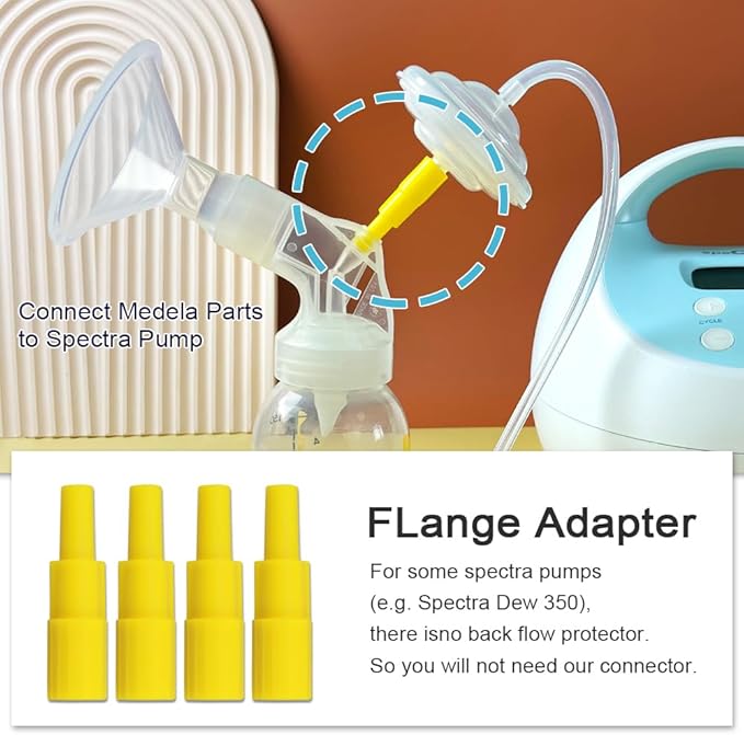 PumpMom-us Backflow Adapter for Spectra S1 S2 Pump to Use Medela Flanges and Bottles, Connects Between Medela Breastshield and Spectra Backflow Protector (Not for Flex Connectors)