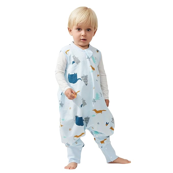 Duomiaomiao 0.5 TOG Toddler Sleep Sack 24-36 Months 100% Cotton Lightweight Baby Sleep Sack with Feet, Breathable Comfy Toddler Wearable Blanket