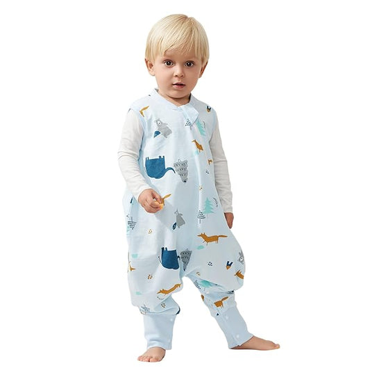 Duomiaomiao 0.5 TOG Toddler Sleep Sack 6-12 Months 100% Cotton Lightweight Baby Sleep Sack with Feet, Breathable Comfy Toddler Wearable Blanket