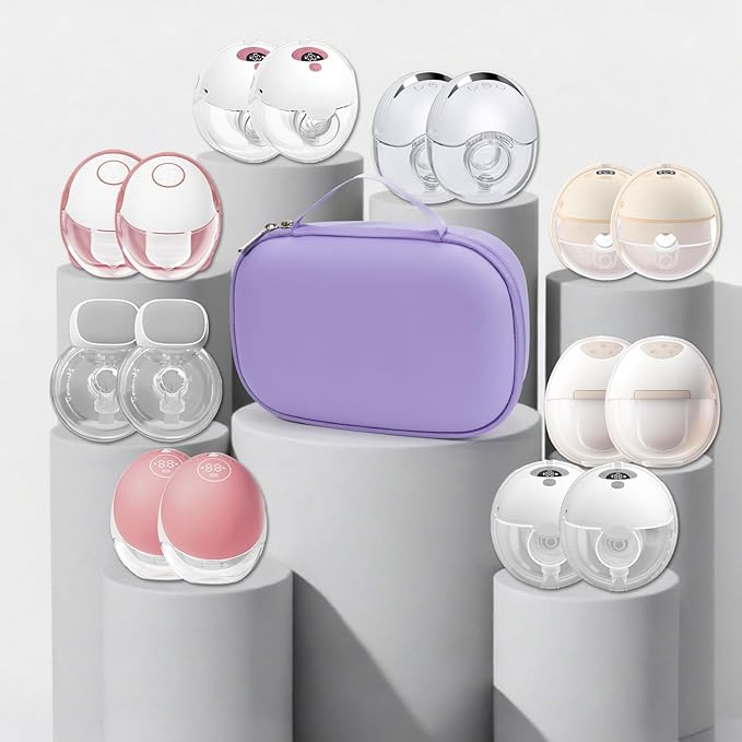 Wearable Breast Pumps Carrying Case, Hard Shell Breast Pump Bag with Waterproof Removable Tray, Breast Pump Storage Bag Compatible with Most of Wearable Breast Pumps (Purple)