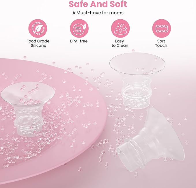 Flange Inserts 21mm(8PCS) & Nipple Ruler & Cleaning Brush, 3 in 1 Flange Sizing Kit, Silicone Flange Insert Kit for 24mm Most Pumps, Breast Pump Replacement Accessories