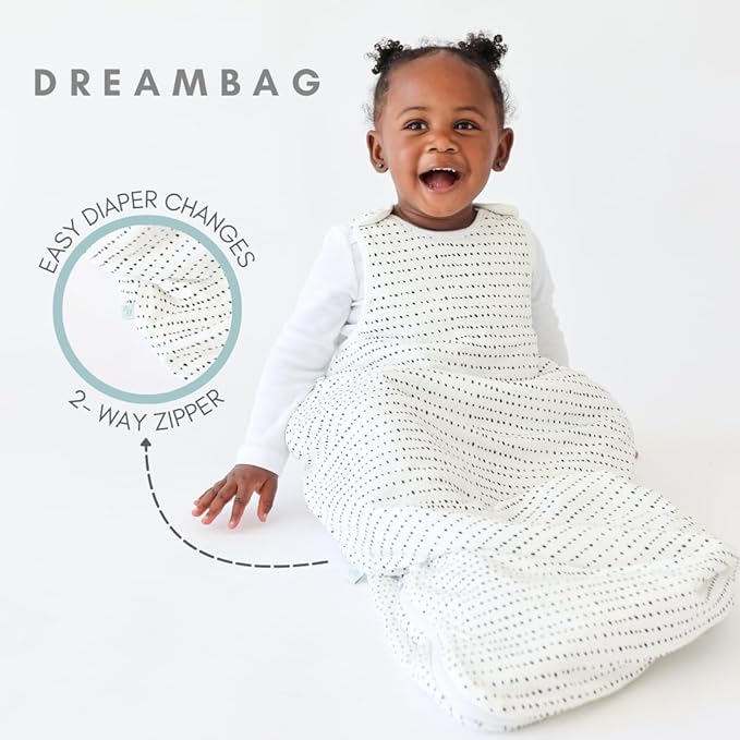 Tealbee Grow with Baby Sleep Sack – Adjustable Fit 6–24 Months for Babies & Toddlers, Soft Rayon from Bamboo Sleep Bag, Winter 1.5 TOG Wearable Blanket with 2-Way Zipper – Brushed Dots