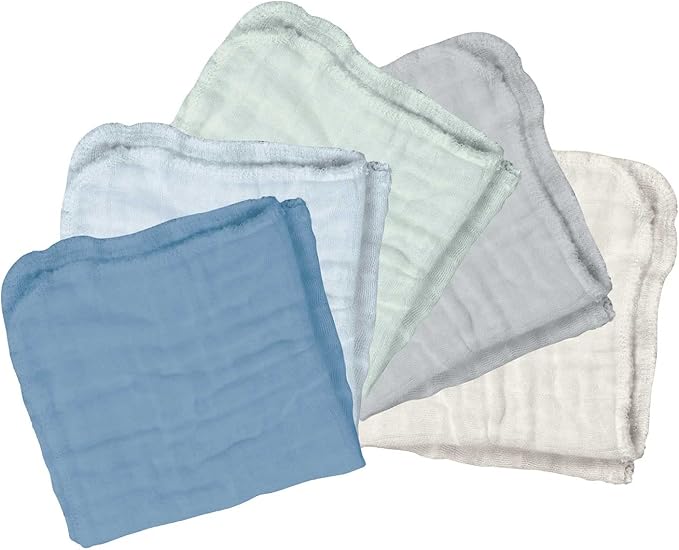 green sprouts Absorbent Organic Cotton Muslin Cloths, Adult Use Only, Hypoallergenic, Breathable, Standard 100 by Oeko-TEX Certified, Tested for Hormones, Blueberry, Small