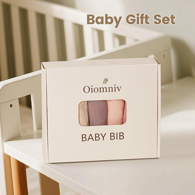 Oiomniv Muslin Baby Bibs, 6-Pack Bandana Drool Bibs Soft Cotton Adjustable Unisex Newborn, Toddler for Drooling Teething