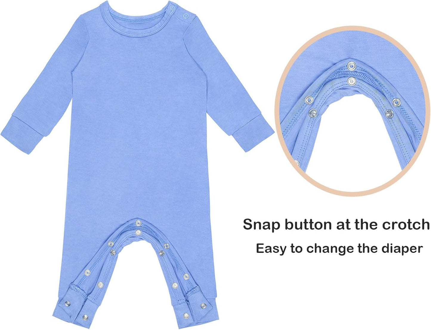 GUISBY Rayon Baby Pajamas, Long Sleeve with Snap Closure Pajamas Sleepers