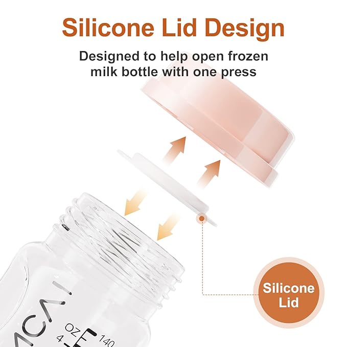 NCVI Baby Bottles Compatible with NCVI Breast Pump 8782/8780-2, Breast Milk Storage Bottles with Nipples and Travel Caps, Anti-Colic, BPA Free, 4.7oz/140ml, 2 Count