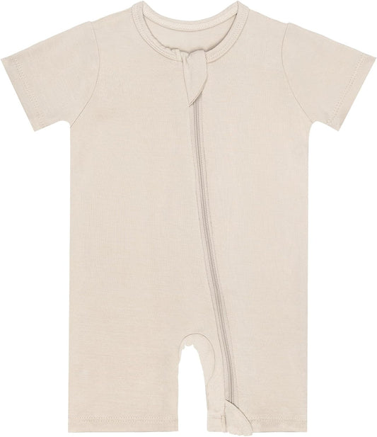 GUISBY Rayon made from bamboo Baby Pajamas Short Sleeve Footless Rompers 2 Way Zipper Sleeper for Baby