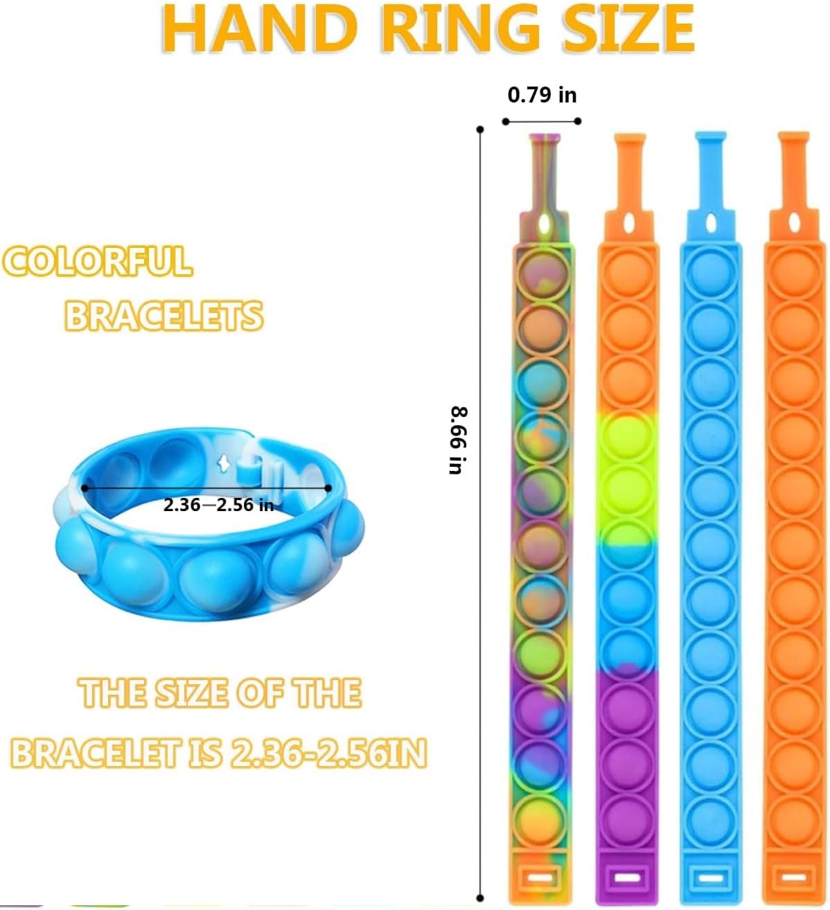 100pcs pop Random Bracelet,Pop Bubble Fidget Sensory Toys, Pop Toy Bulk for Party Favor, Classroom Student Prizes Easter Basket Goodie Bag Stuffers Christmas Valentine Gift for Kid