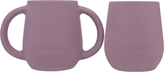 | Teenie Tiny™ Silicone Developmental Baby-Led Weaning Drinking Cups (2 pack) (Mauve)