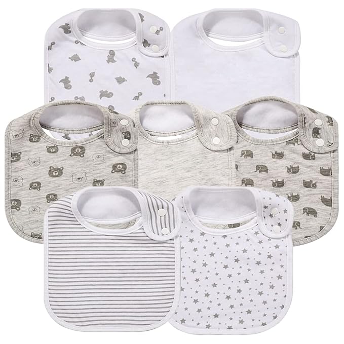 7 Pack Baby Cotton Absorbent Bibs for Drooling Teething