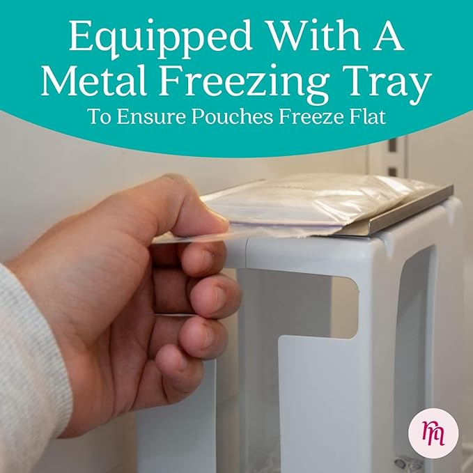 Nurse & Nourish Breast Milk Storage Tower & Freezer Organizer Bin - Space-Saving Rack for Breast Milk Storage Bags - Flat-Freeze Tray for Freezer Bins - First-In, First-Out for Baby Essentials - White