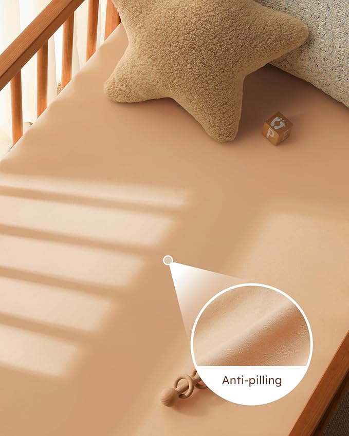 Baby Crib Sheets for Boys Girls, 28x52x8in Fitted Crib Sheet Neutral 3 Pack for Standard Crib and Toddler Mattress, Breathable Soft Microfiber Baby Sheet Orange Flowers & Plaid