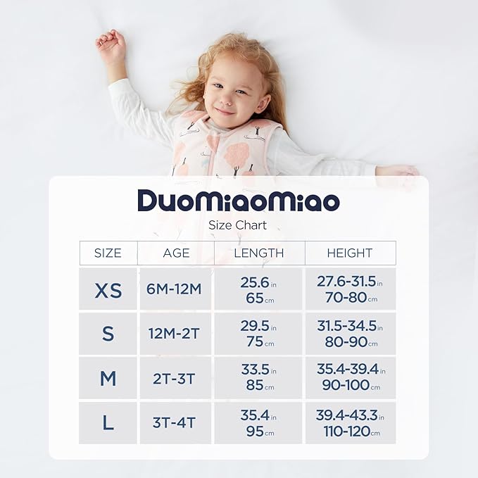 Duomiaomiao 2.5 TOG Toddler Sleep Sack 6-12 Months 100% Cotton Winter Side Open Zipper Baby Sleep Sack with Feet, Warm Toddler Wearable Blanket